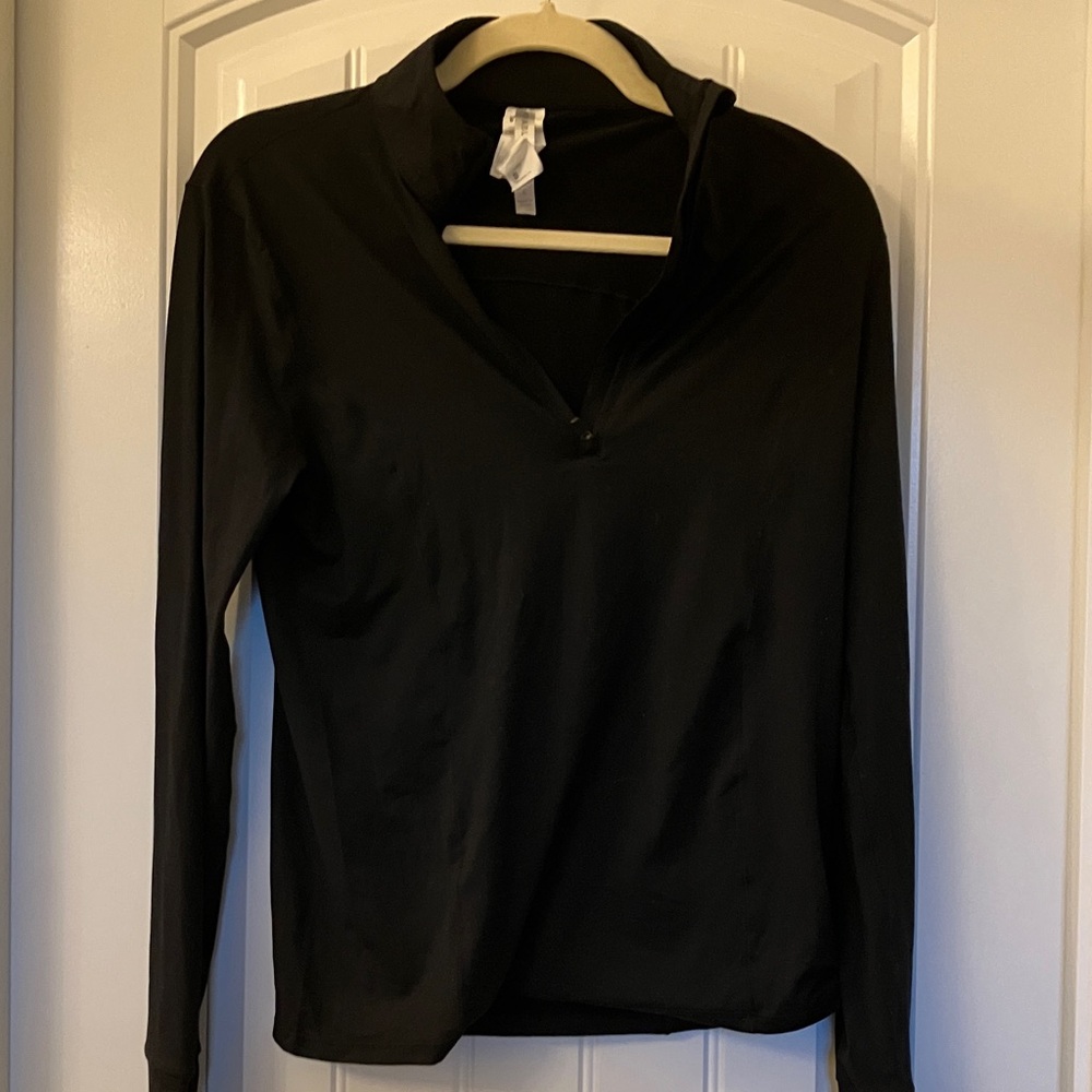 Fabletics Lightweight Black Long Sleeve Half Zip Top